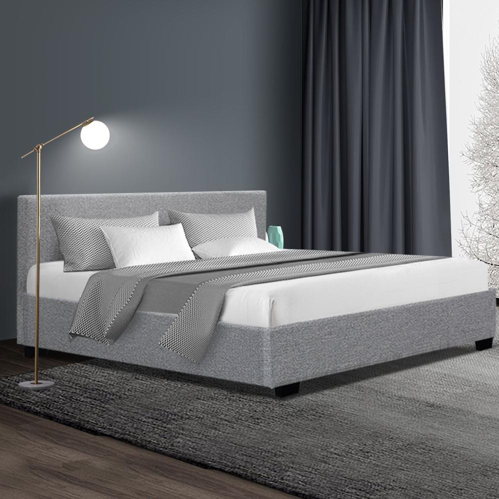 Nino Bed Frame Fabric - Grey King Artiss