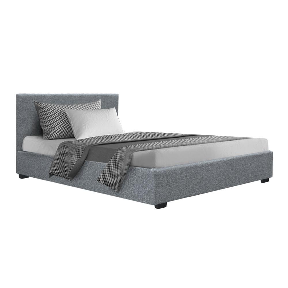 Nino Bed Frame Fabric - Grey King Single Artiss