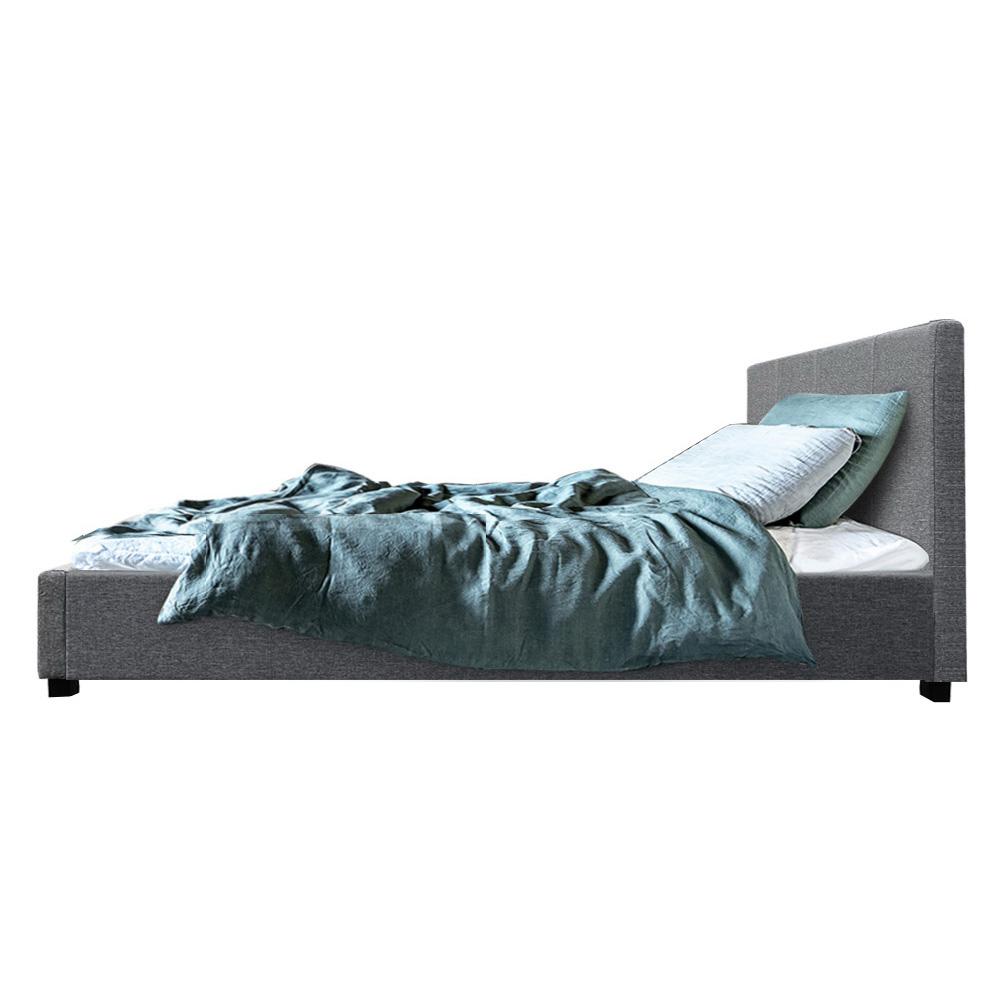 Nino Bed Frame Fabric - Grey King Single Artiss