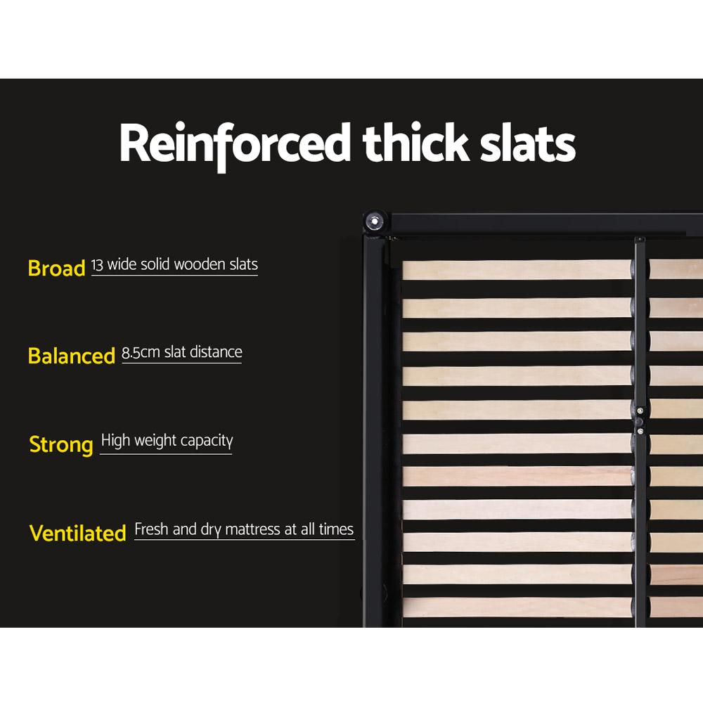 Nino Bed Frame PU Leather - Black Queen Artiss