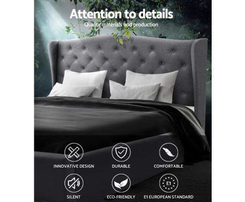 PIER Bed Frame Base Mattress Platform Fabric Wooden - Grey Artiss