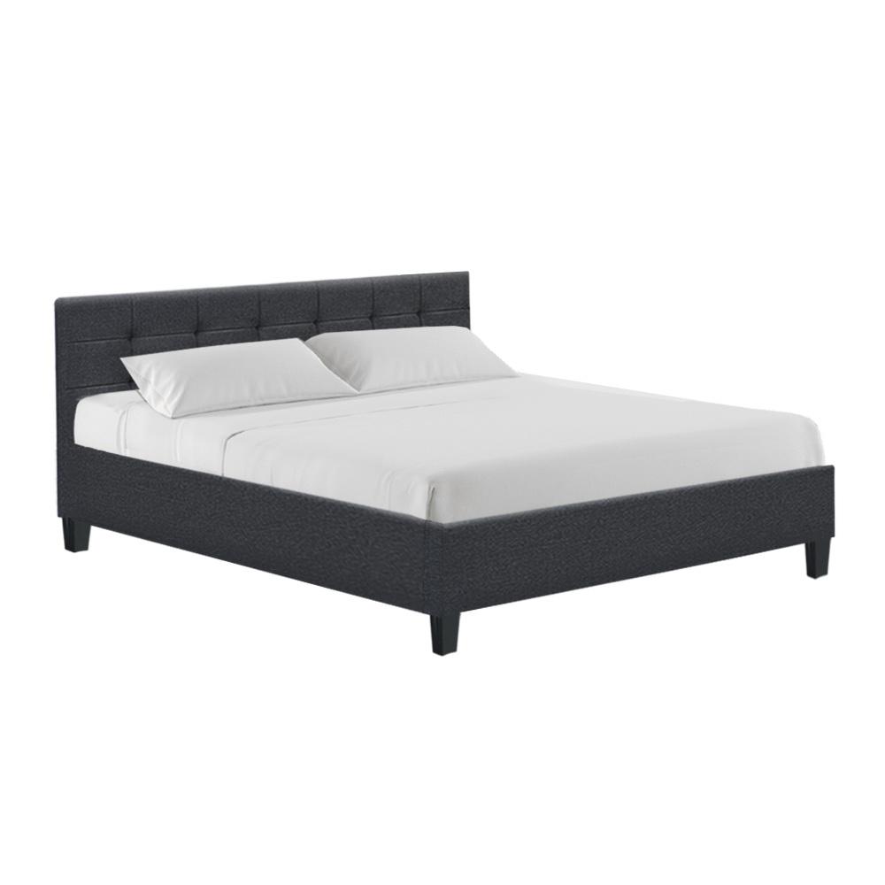Soho Bed Frame Fabric- Charcoal King Artiss