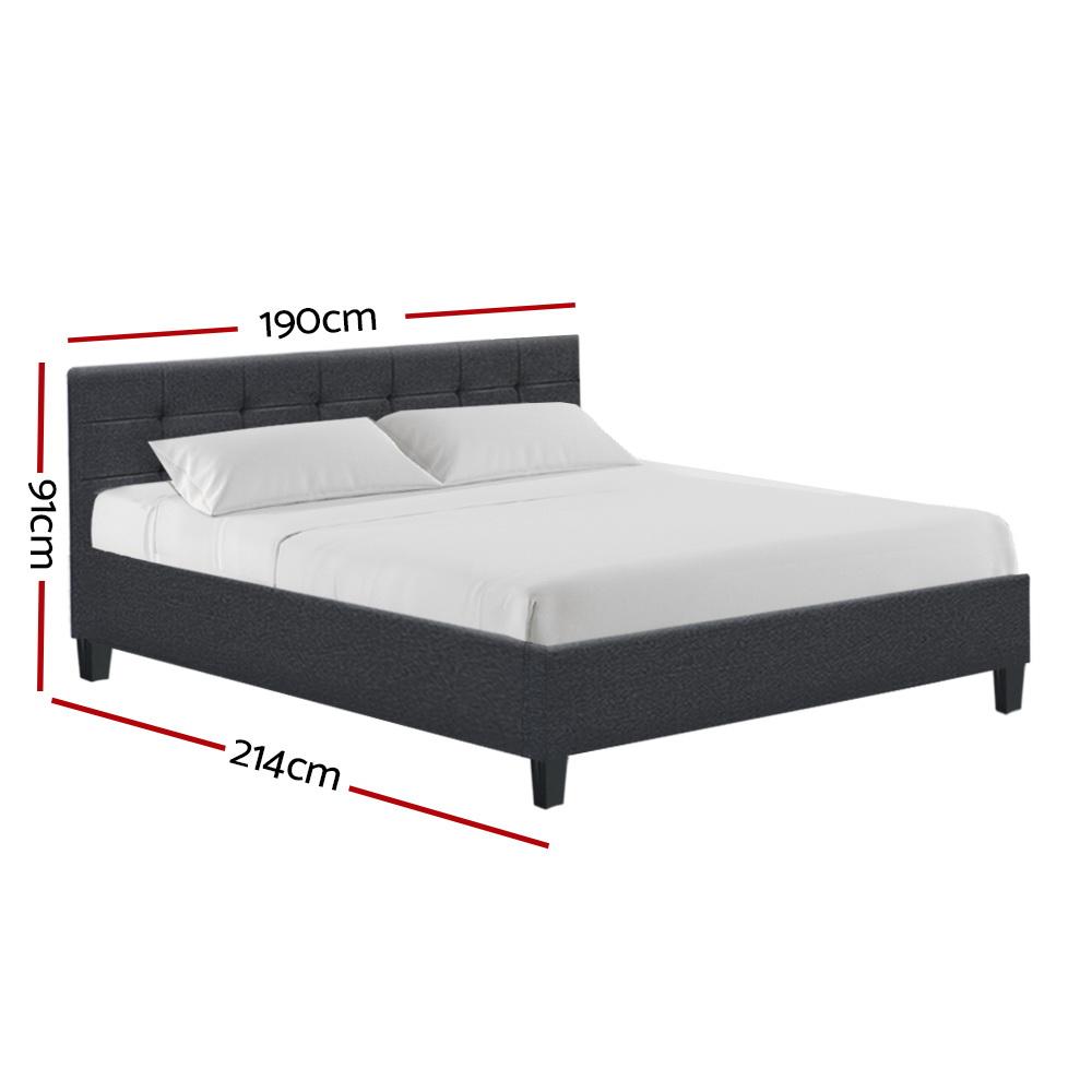 Soho Bed Frame Fabric- Charcoal King Artiss