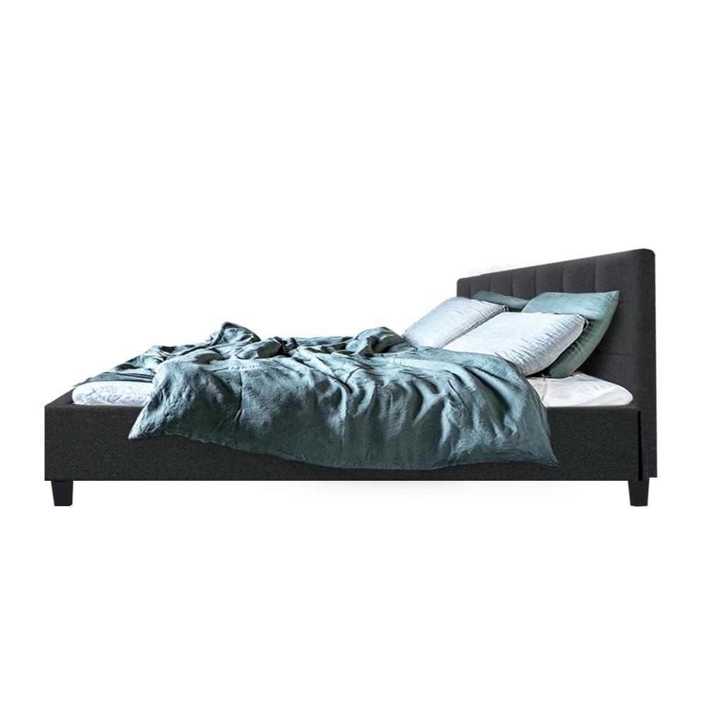 Soho Bed Frame Fabric- Charcoal King Artiss