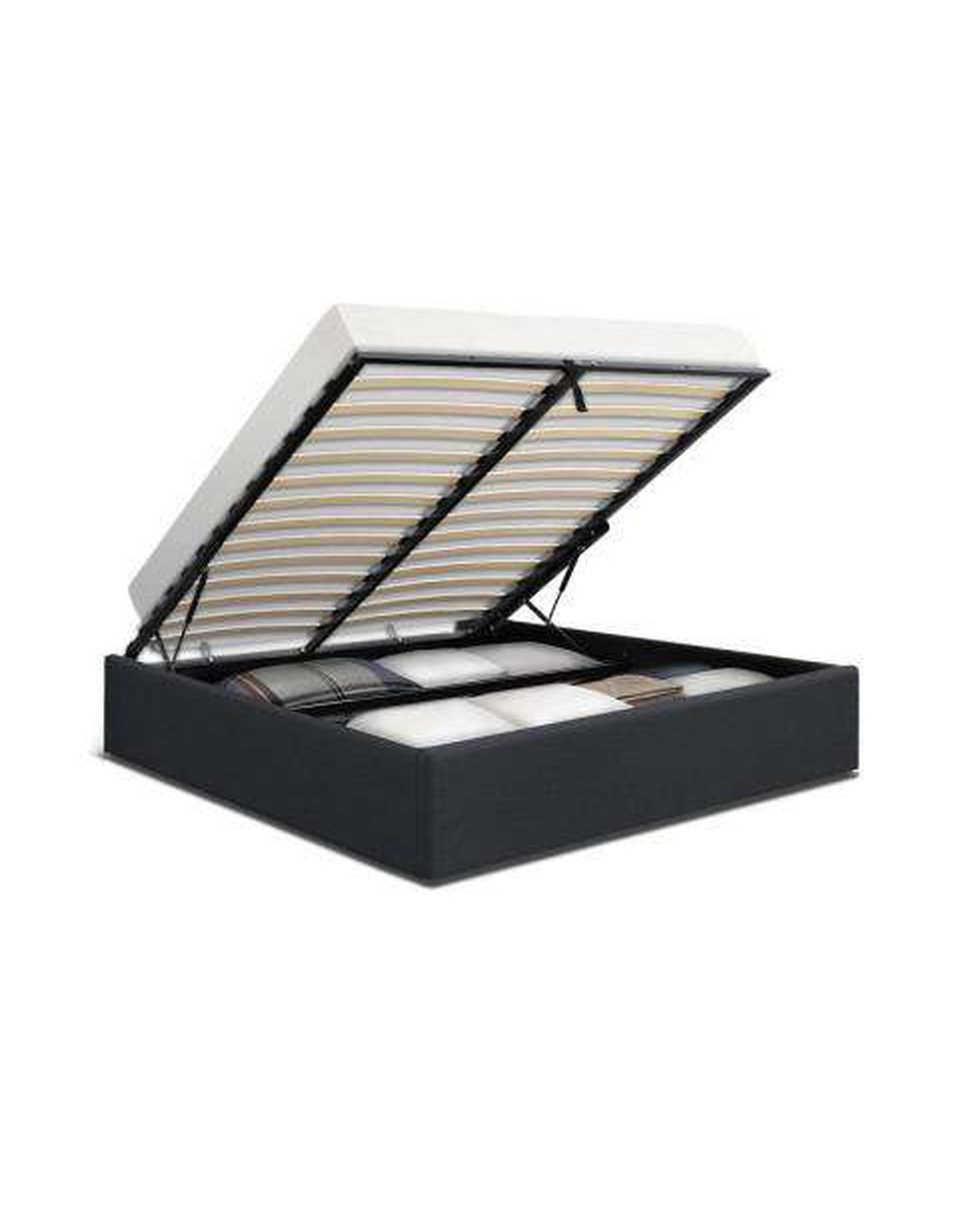 TOKI Storage Gas Lift Bed Frame without Headboard Fabric - Charcoal Artiss