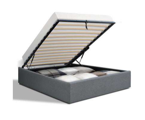 Gas Lift Bed Frame Base With Storage Platform Fabric - Grey Artiss