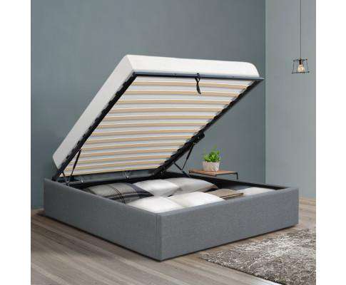 Gas Lift Bed Frame Base With Storage Platform Fabric - Grey Artiss