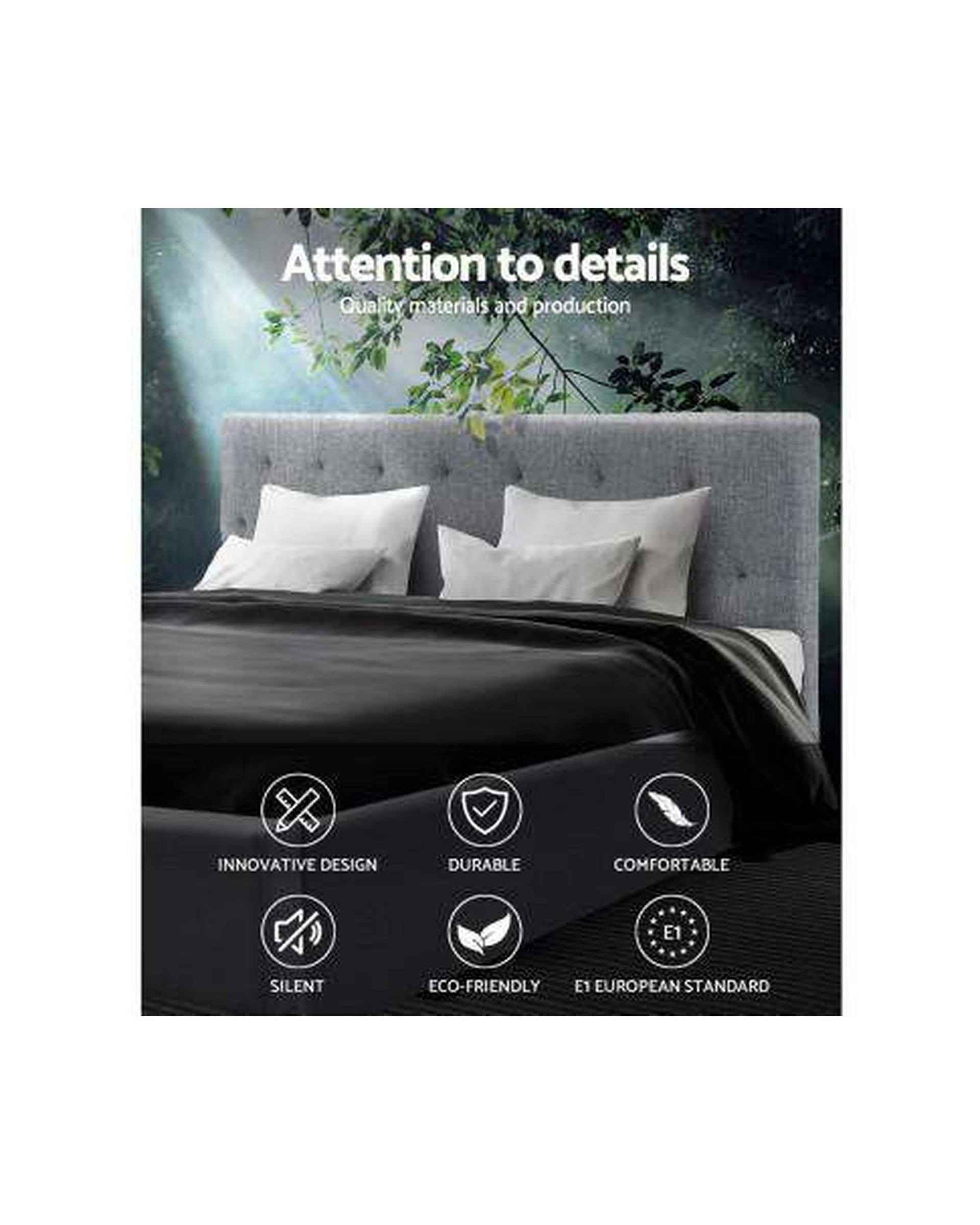 VANKE Bed Frame Base Fabric Headboard Wooden Mattress Artiss