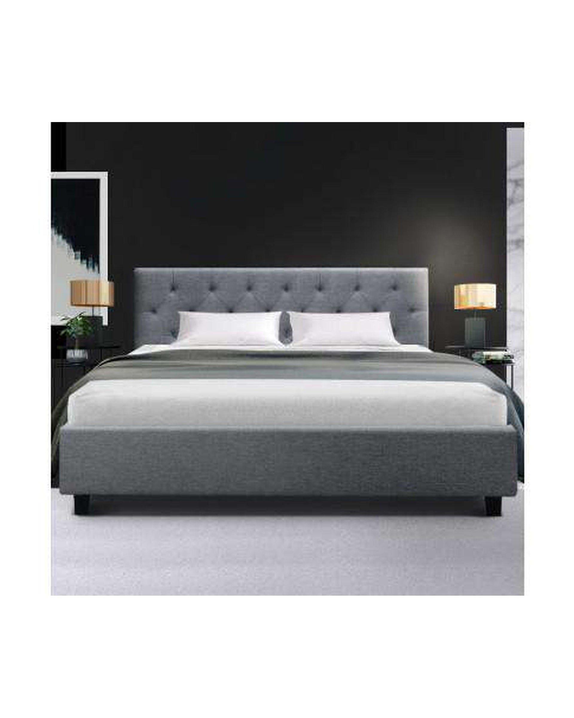 VANKE Bed Frame Base Fabric Headboard Wooden Mattress Artiss