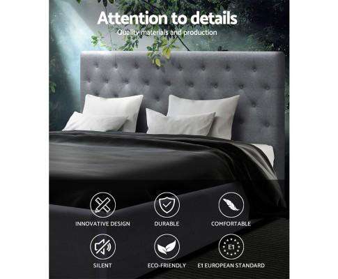 Gas Lift Fabric Bed Frame + Storage - Grey Artiss