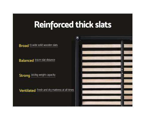 Gas Lift Fabric Bed Frame + Storage - Grey Artiss