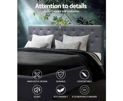 Gas Lift Bed Frame Base Mattress Platform Fabric Wooden Grey WARE Artiss