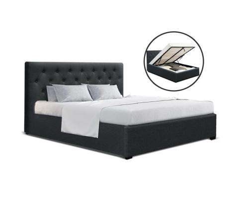 WARE Gas Lift Bed Frame Base With Storage Mattress Charcoal Fabric Artiss