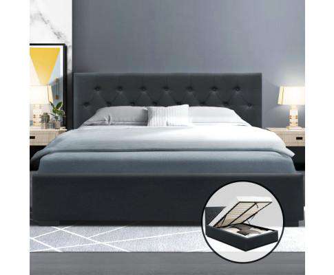 WARE Gas Lift Bed Frame Base With Storage Mattress Charcoal Fabric Artiss