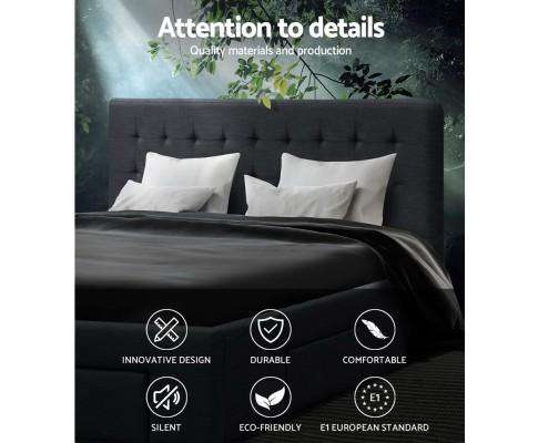 Fabric Bed Frame Headboard with Drawers - Charcoal Artiss