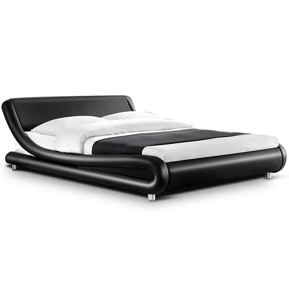 Flio Bed Frame PU Leather - Black Double Artiss