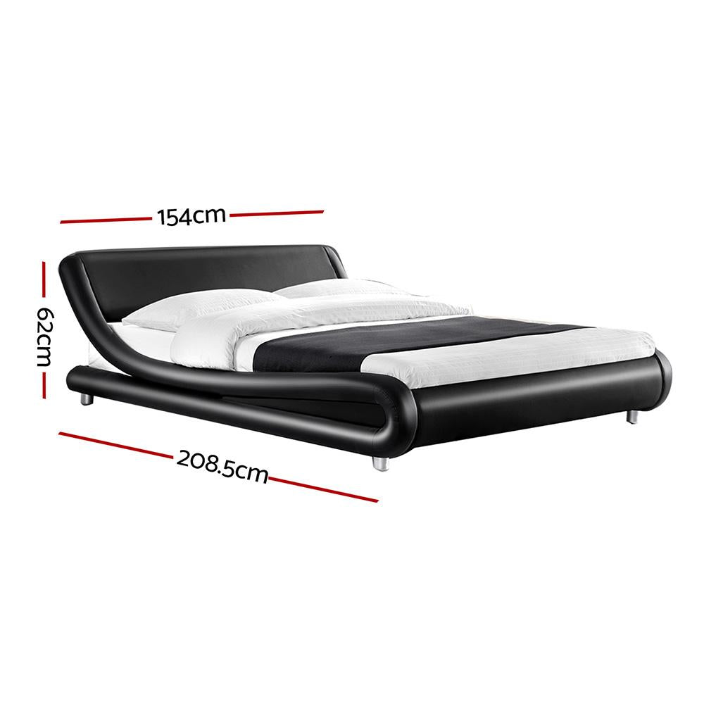 Flio Bed Frame PU Leather - Black Double Artiss