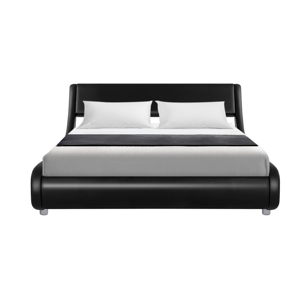 Flio Bed Frame PU Leather - Black Double Artiss