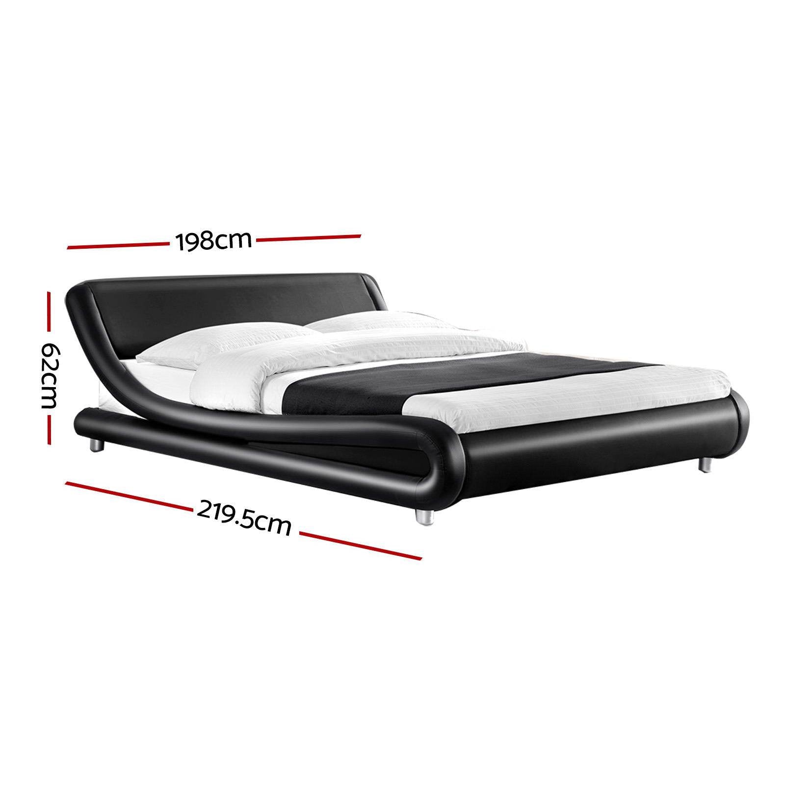 Flio Bed Frame PU Leather - Black King Artiss