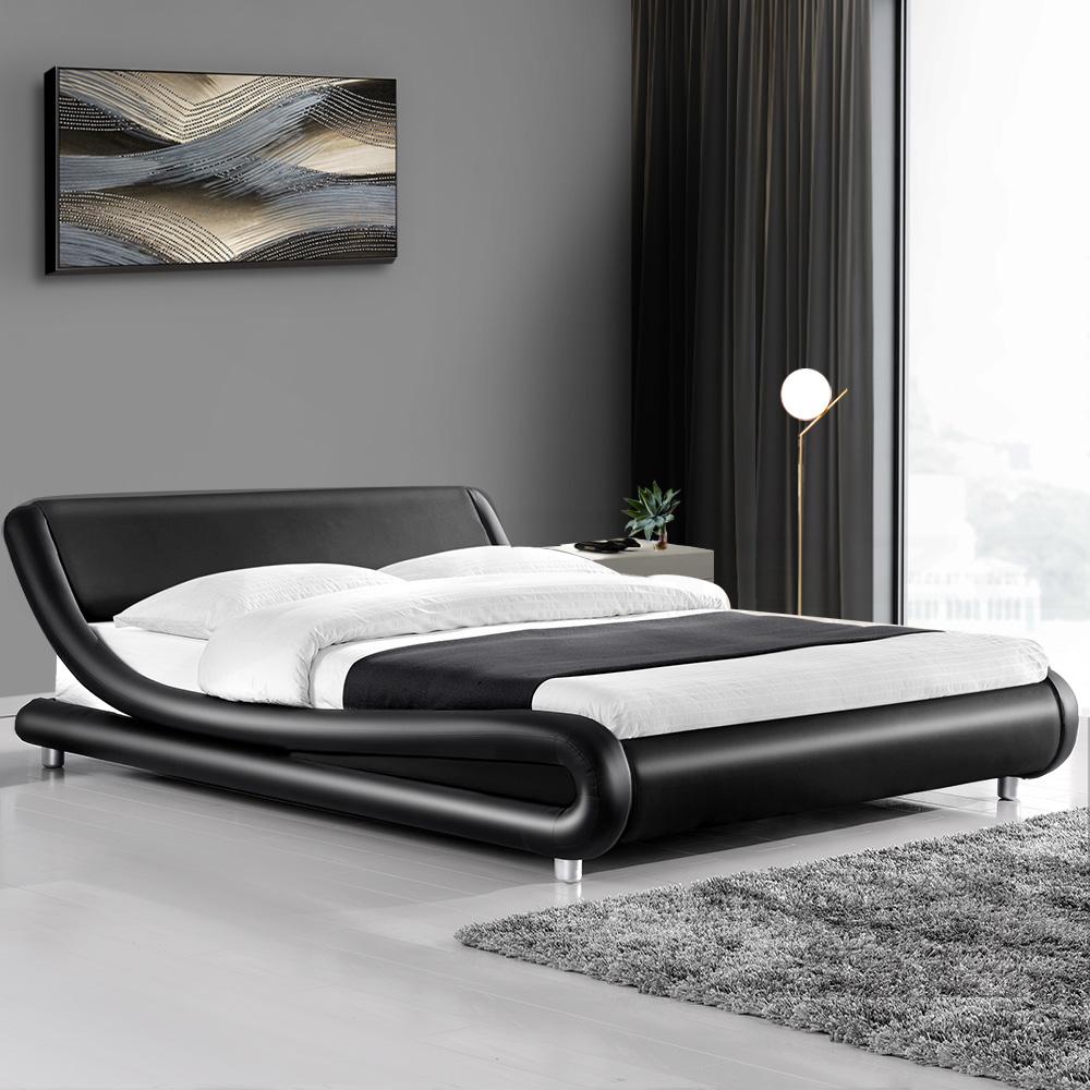 Flio Bed Frame PU Leather - Black Queen Artiss