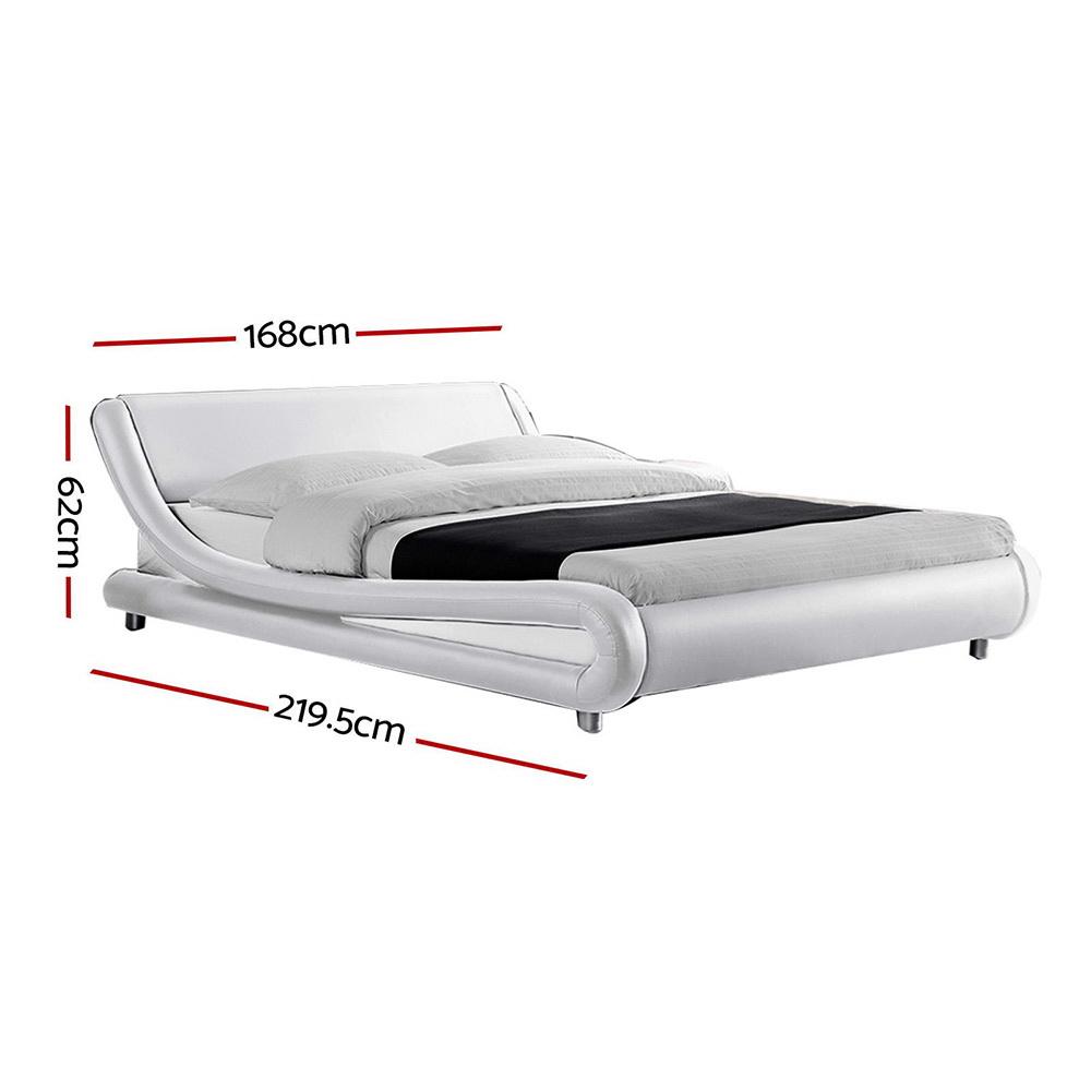 Flio Bed Frame PU Leather - White Queen Artiss
