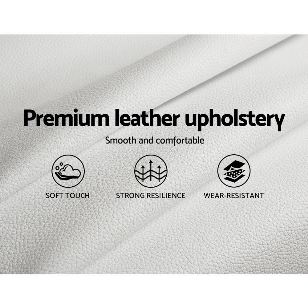 Flio Bed Frame PU Leather - White Queen Artiss