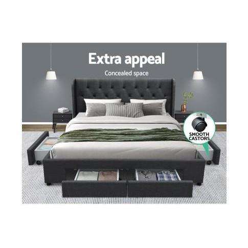 Mila Fabric Storage Bedframe - 2 Colours ARTISS