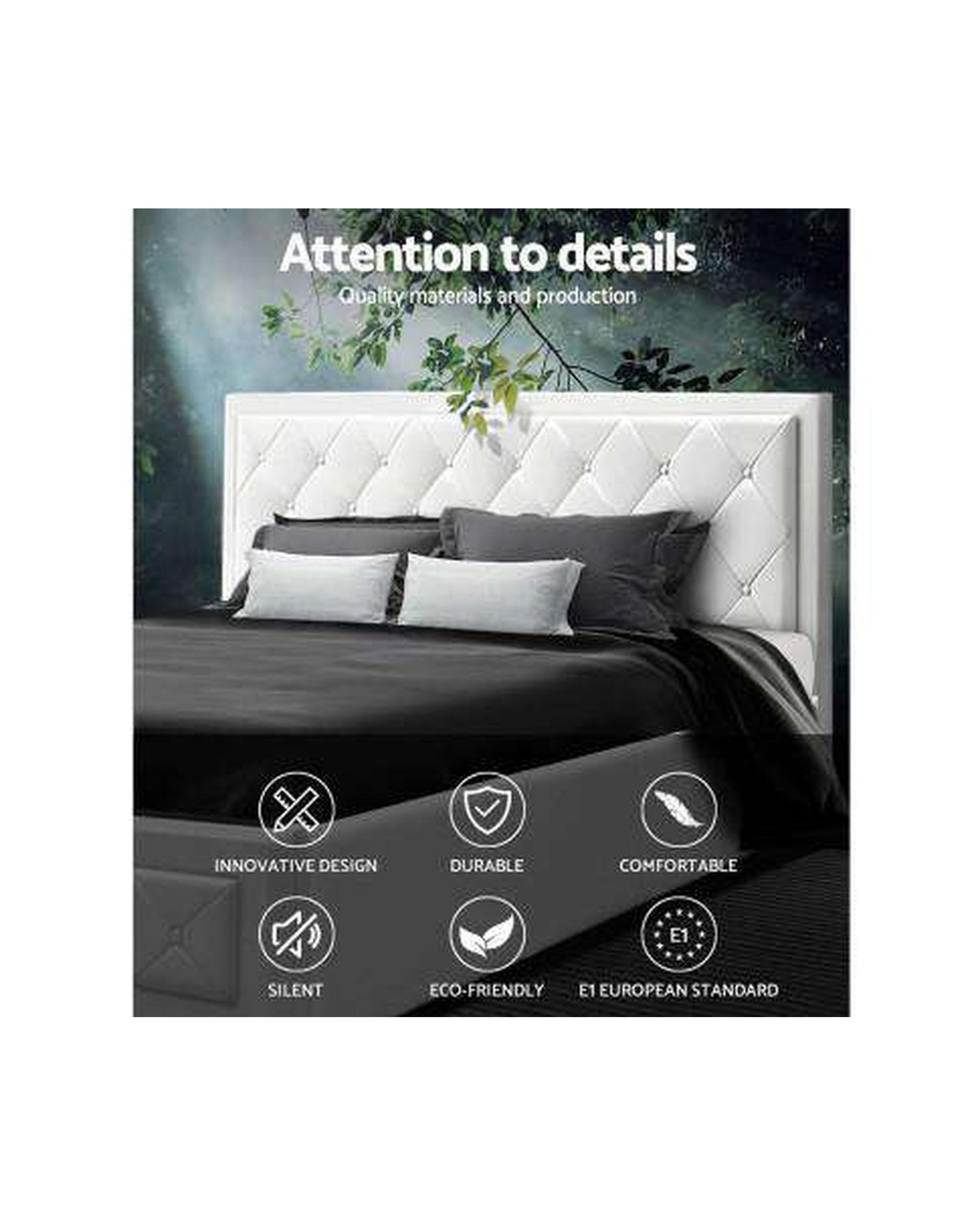 TIYO Gas Lift Bed Frame Base With Storage Mattress PU Leather - White Artiss