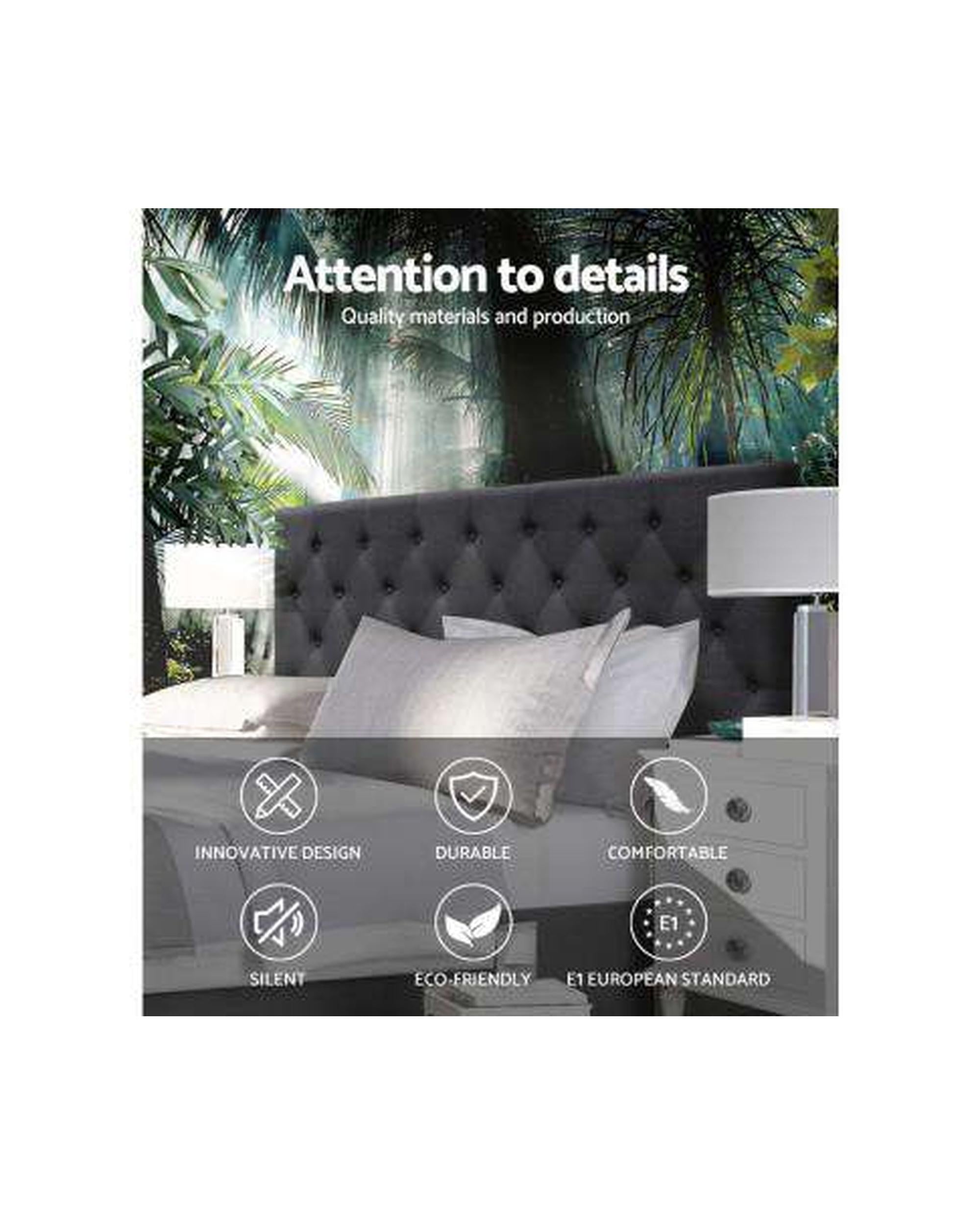 Bed Head Headboard Bedhead Fabric Frame Base CAPPI Charcoal Artiss