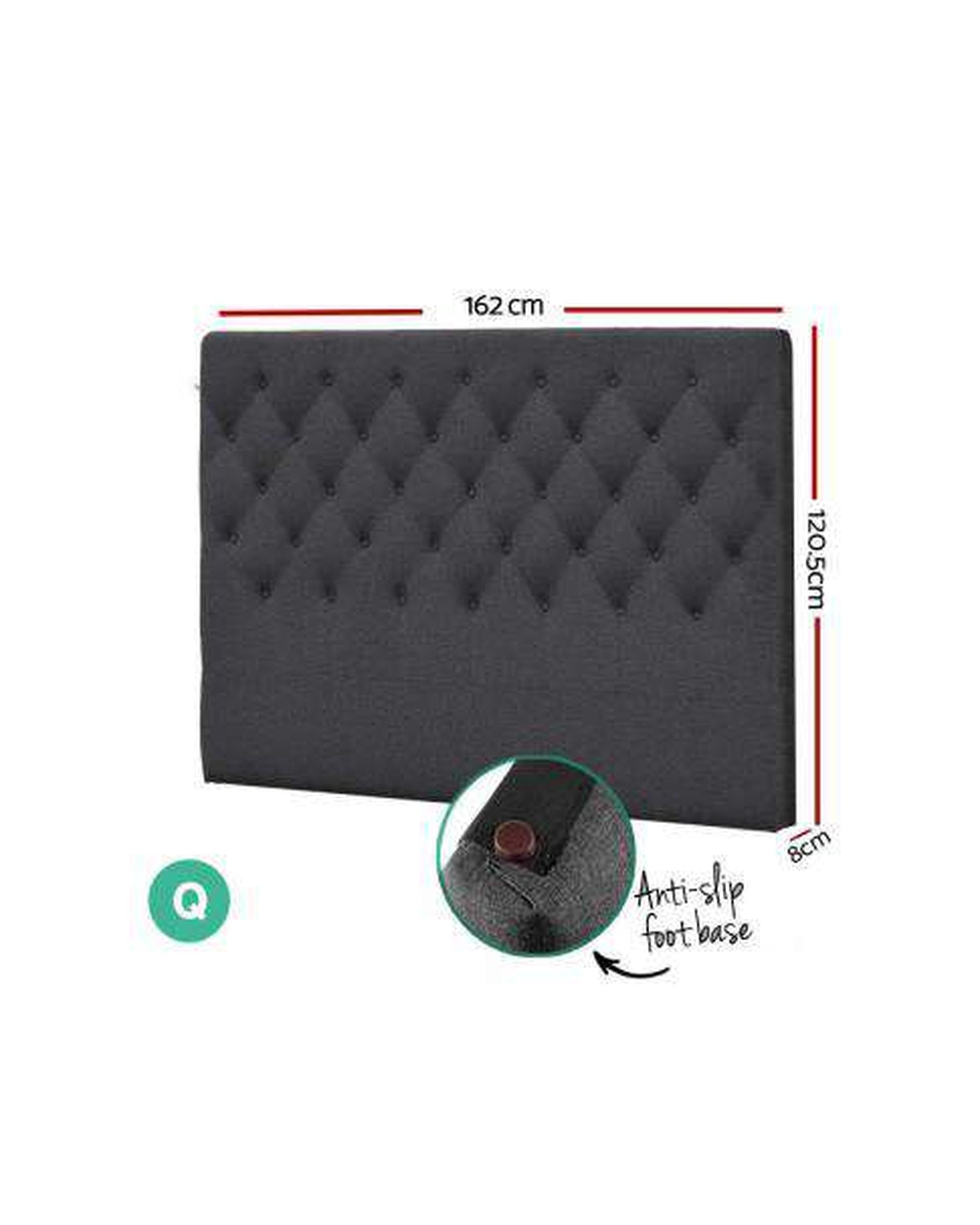 Bed Head Headboard Bedhead Fabric Frame Base CAPPI Charcoal Artiss