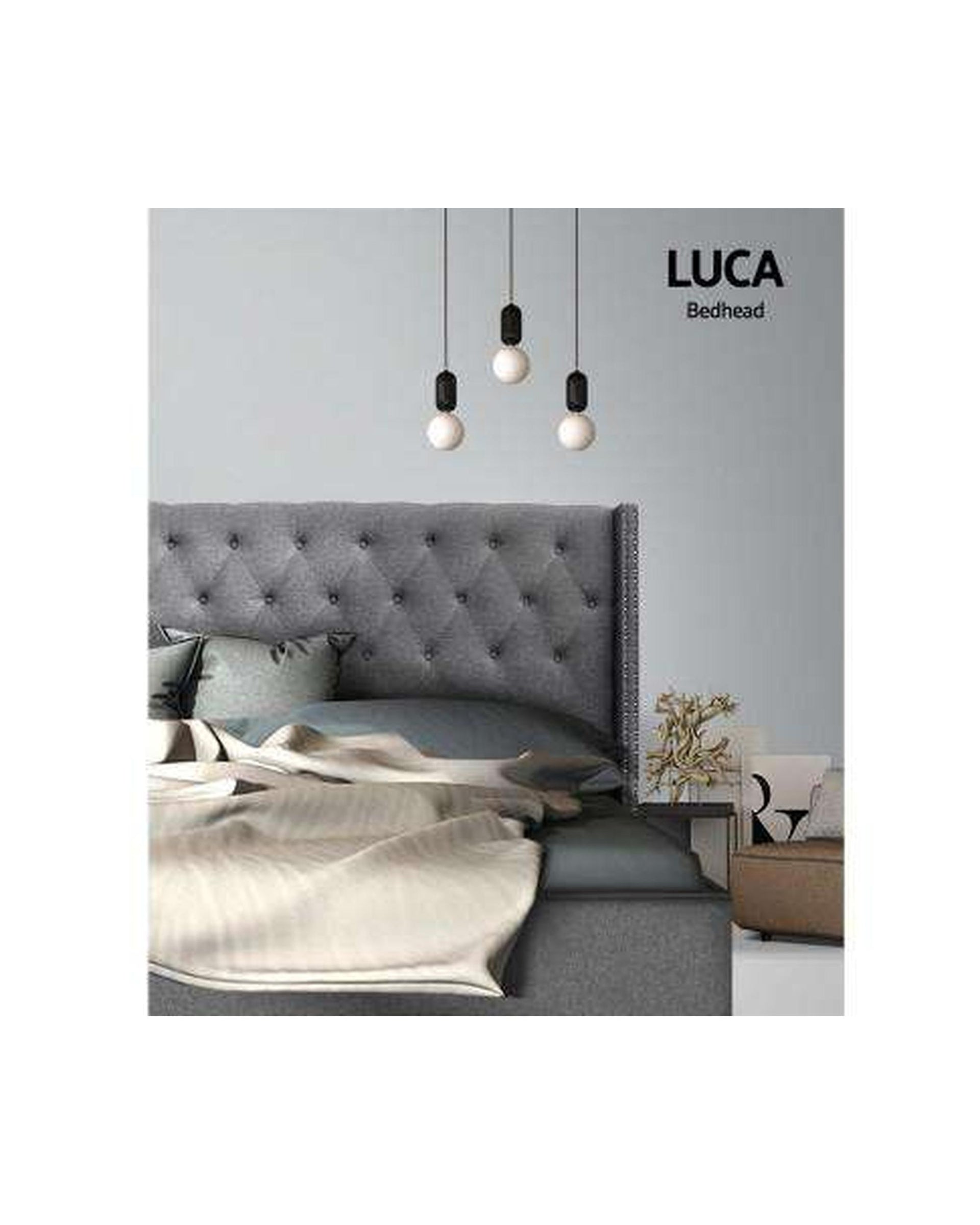 Bed Head Headboard Bedhead Fabric Frame Base Grey LUCA Artiss