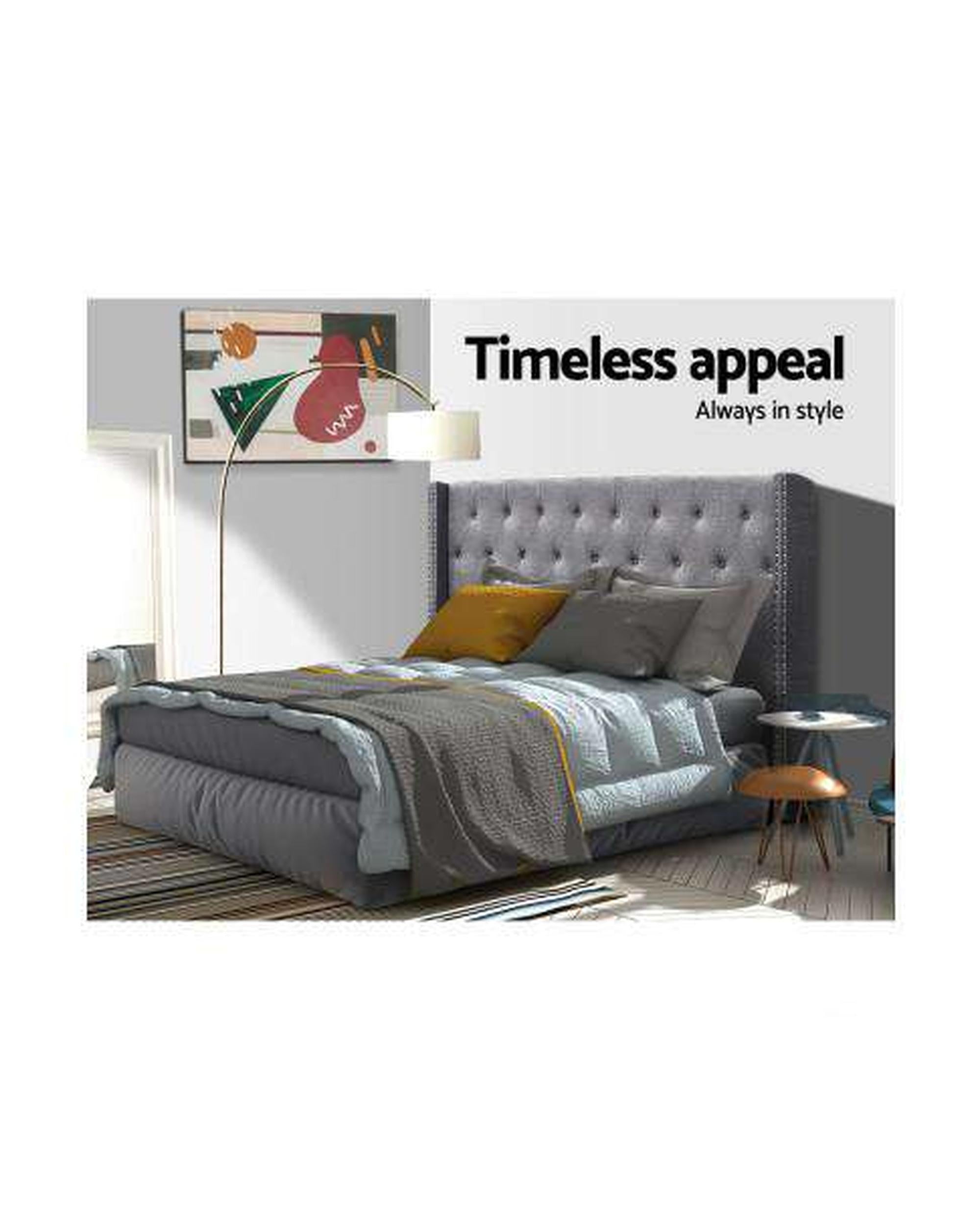 Bed Head Headboard Bedhead Fabric Frame Base Grey LUCA Artiss