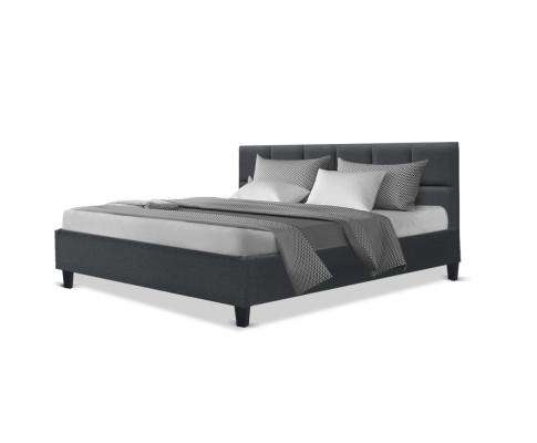 Bed Frame Platform Fabric Wooden Charcoal TINO Artiss