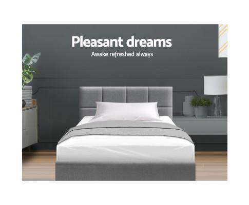 Bed Frame Platform Fabric Wooden Grey TINO Artiss