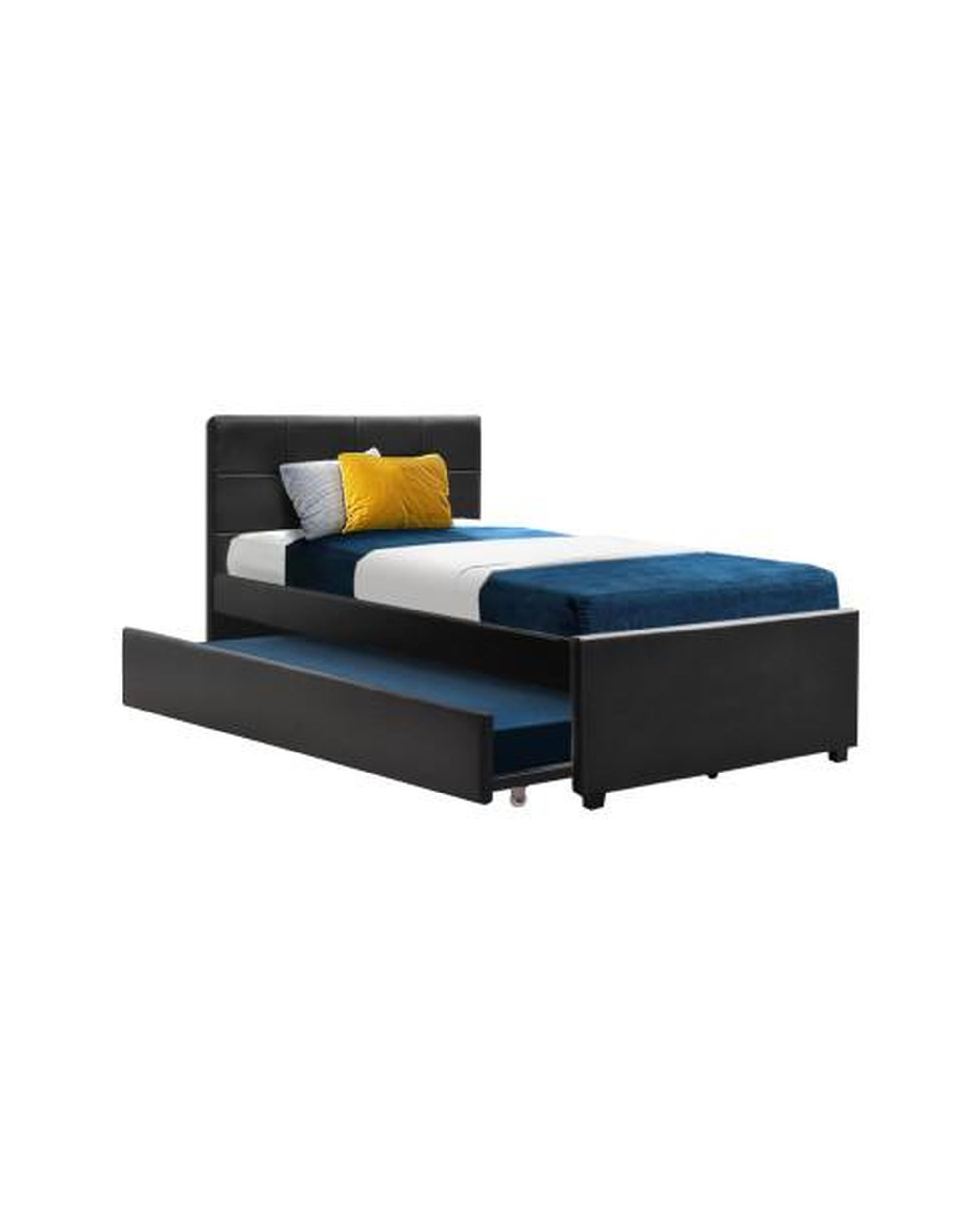 Trundle Bed Frame Wooden Bed King Single Size Base Daybed Mattress Wood Leather Artiss