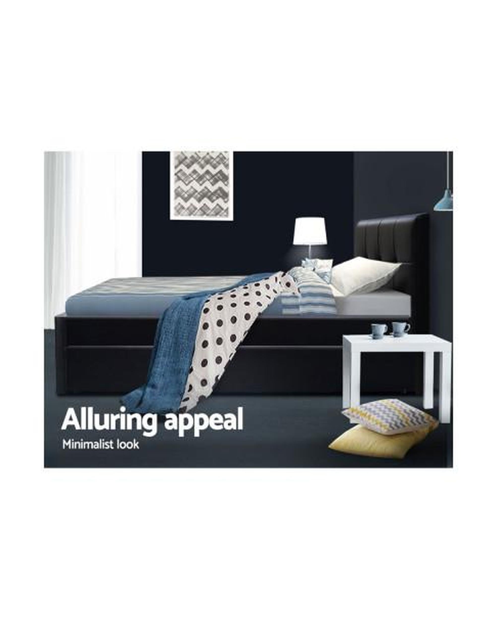 Trundle Bed Frame Wooden Bed King Single Size Base Daybed Mattress Wood Leather Artiss