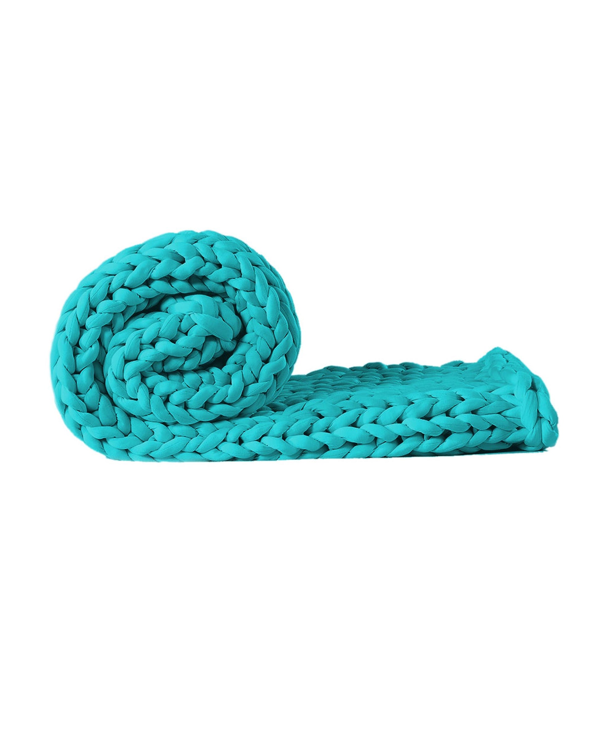 Knitted Weighted Blanket Chunky Bulky Knit Throw Blanket 3KG Blue Green Dreamz