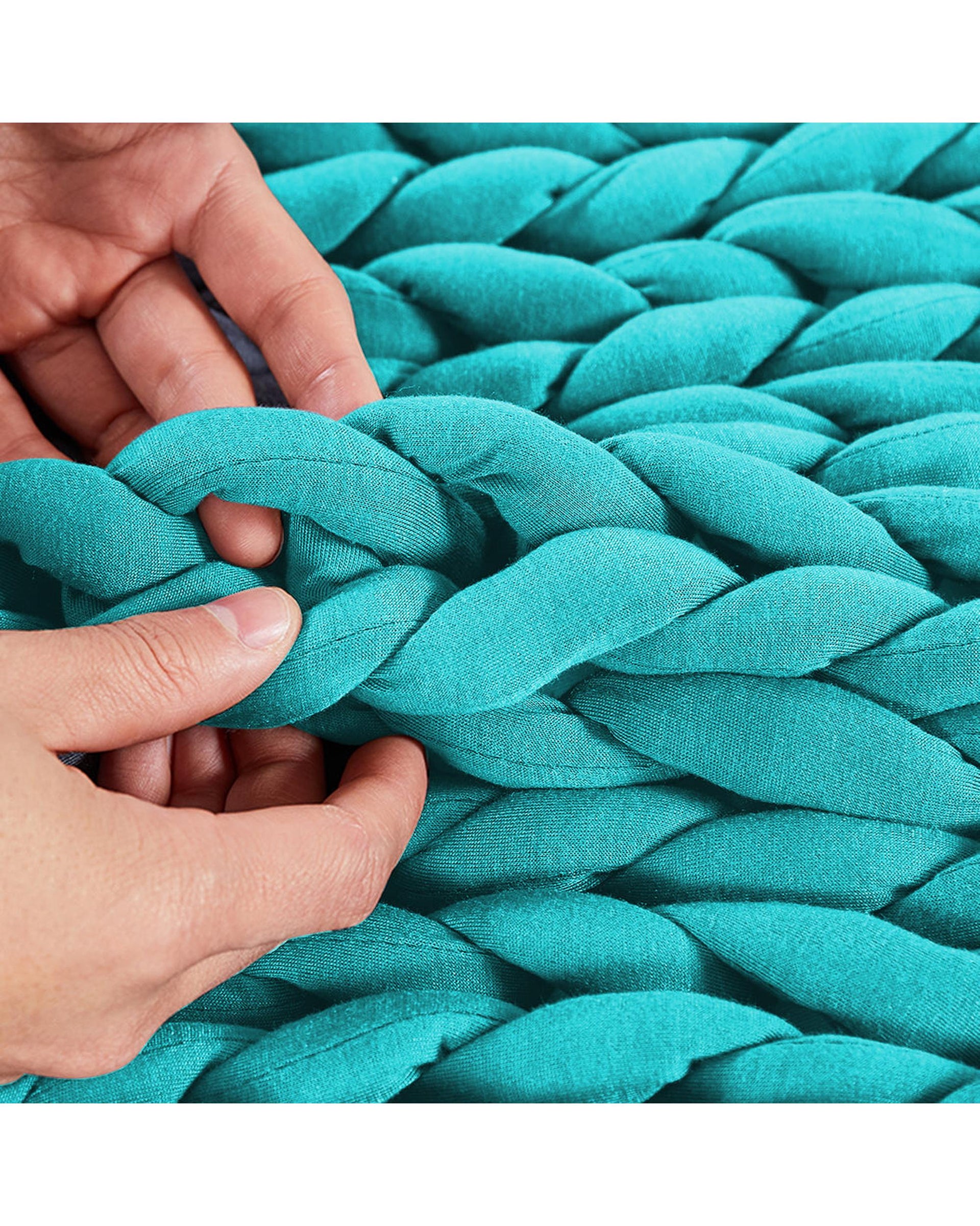 Knitted Weighted Blanket Chunky Bulky Knit Throw Blanket 3KG Blue Green Dreamz