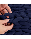 Knitted Weighted Blanket Chunky Bulky Knit Throw Blanket 3KG Navy Blue Dreamz