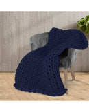 Knitted Weighted Blanket Chunky Bulky Knit Throw Blanket 3KG Navy Blue Dreamz