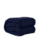 Knitted Weighted Blanket Chunky Bulky Knit Throw Blanket 3KG Navy Blue Dreamz