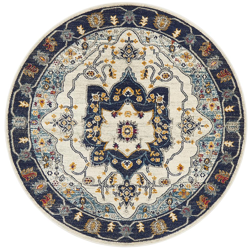 Babylon 201 Blue Round Rug Rug Culture