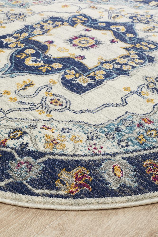 Babylon 201 Blue Round Rug Rug Culture