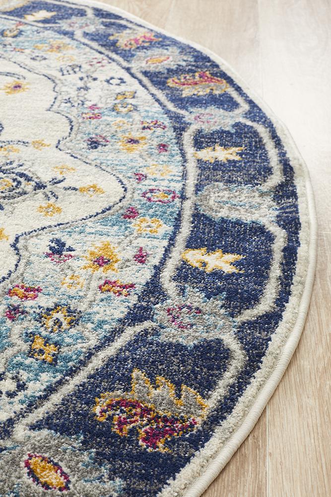 Babylon 201 Blue Round Rug Rug Culture
