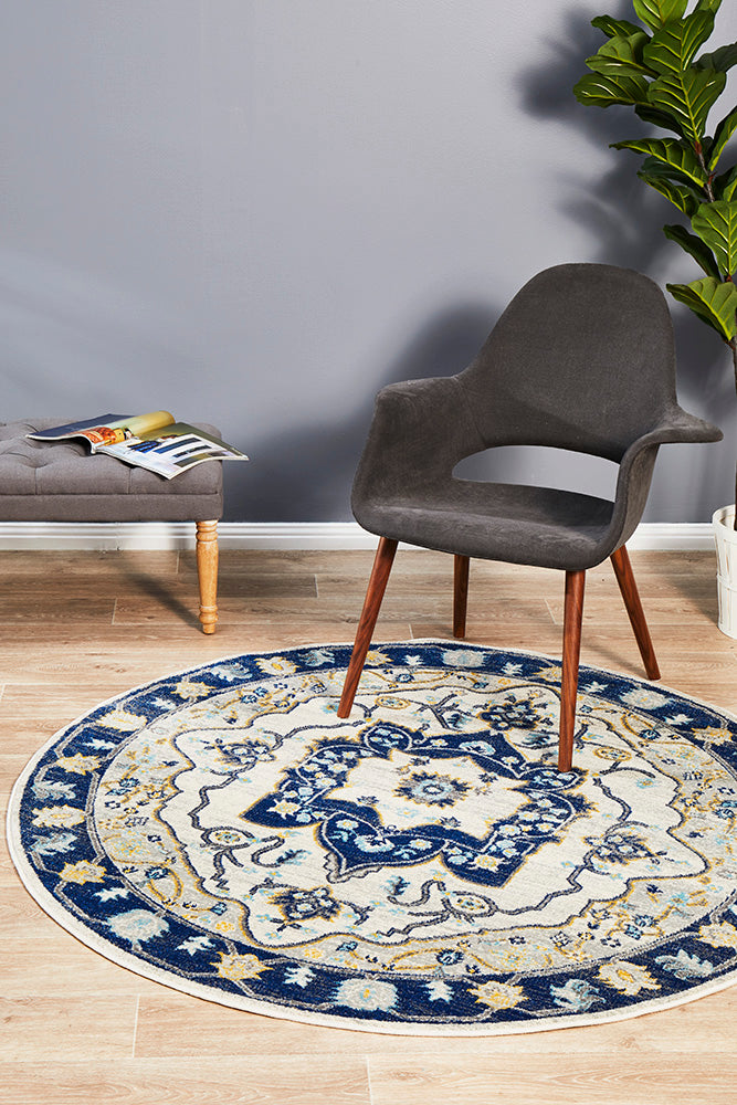 Babylon 201 Navy Round Rug Rug Culture