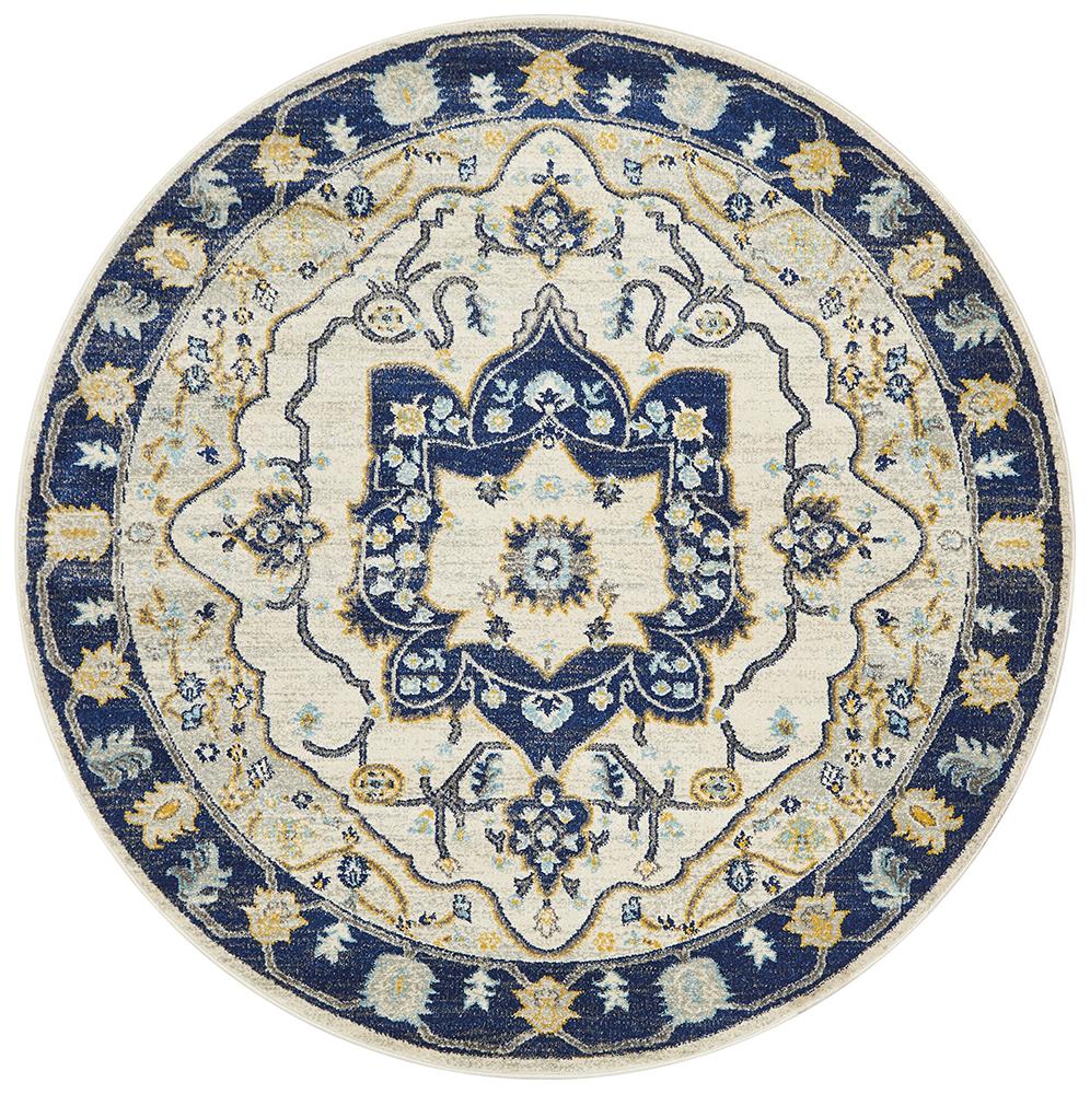 Babylon 201 Navy Round Rug Rug Culture