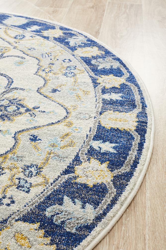 Babylon 201 Navy Round Rug Rug Culture