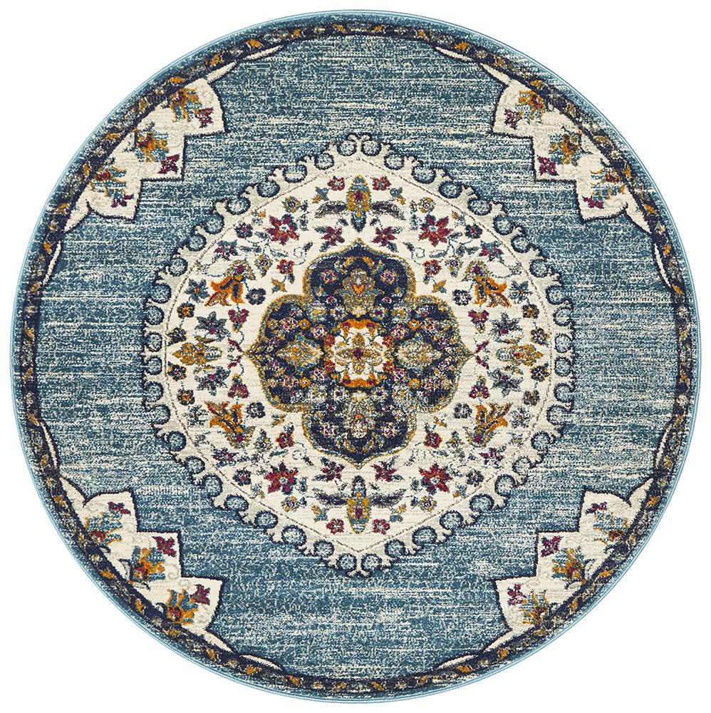 Babylon 202 Blue Round Rug Rug Culture