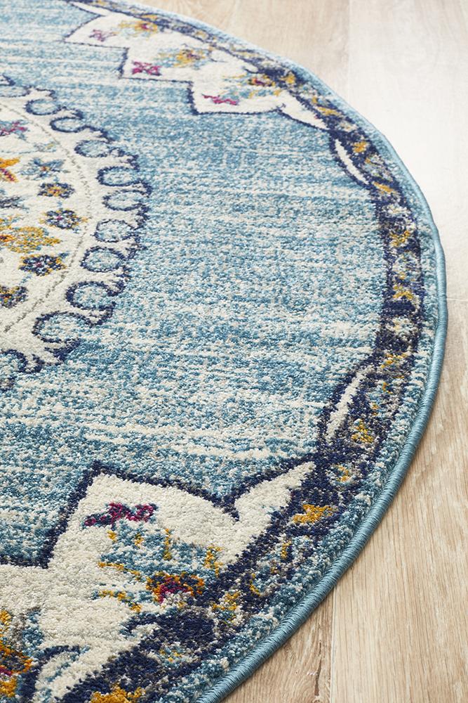 Babylon 202 Blue Round Rug Rug Culture