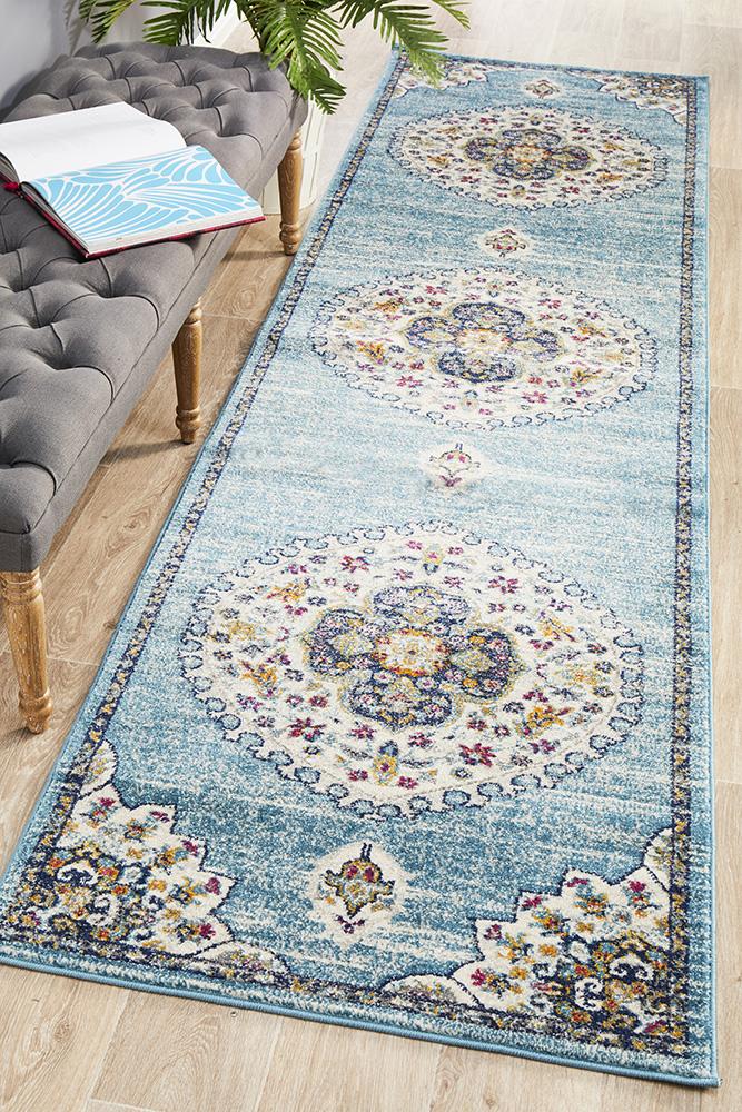 Babylon 202 Blue Runner Rug Rug Culture